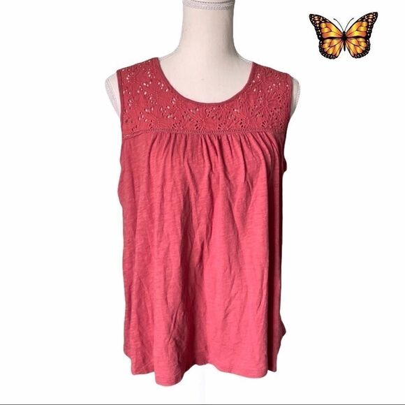 Denver Hayes Sleeveless Top With Yoke Detail Size Medium - Picture 1 of 4